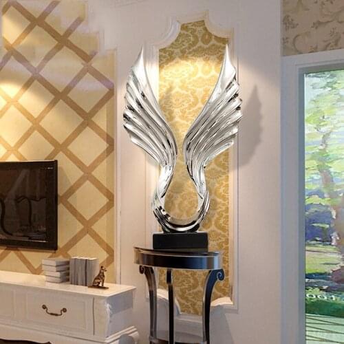 Large 77cm Modern Plaing Resin Ornaments Abstract Spread Wings Sculpture For Hotel Home Living Room Decor Wedding Crafts Gift