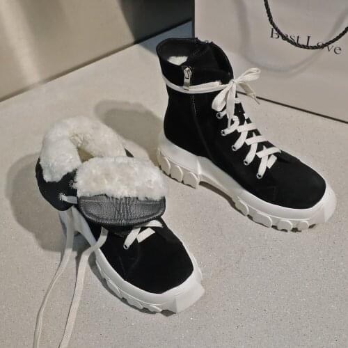New arrival winter wool snow boots natural Genuine leather women boots Fur warm Female leisure snow boots 100% sheepskin