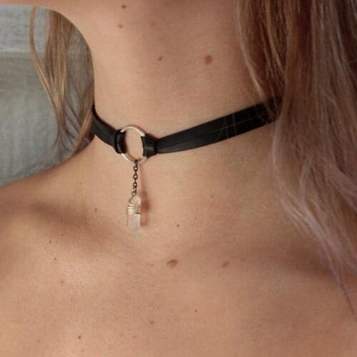 Black Choker/ Crystal Choker/ Crystal Necklace/ Chain Choker/ Healing Crystal/ Gifts for Her/ Choker