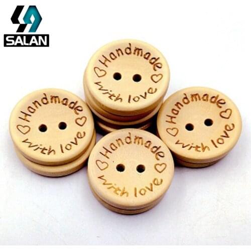 Two eyes wooden button peach heart love laser marking on the hole button DIY handmade jewelry