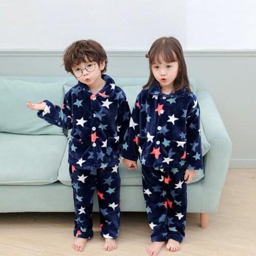 Baby Kid Girl Winter Children Flannel Pajamas Warm Fleece Sleepwear Girls Cartoon Coral Fleece Kids Pijamas Homewear Boys Pyjama