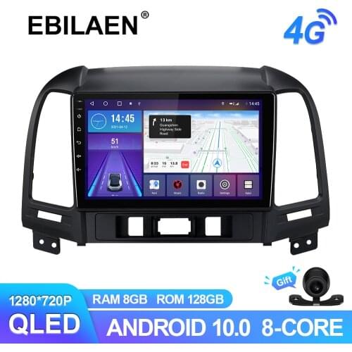 EBILAEN Multimedia Car Radio For Hyundai Santa Fe 2 2006-2012 Android 10.0 GPS Navigation Wireless Carplay QLED Video Decoder 4G