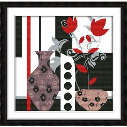Joy Sunday Abstraction Vase Counted Cross Stitch Kits 11&14CTDMC DIY Embroidery Kits Needlework for Home Decor Handmade Gift
