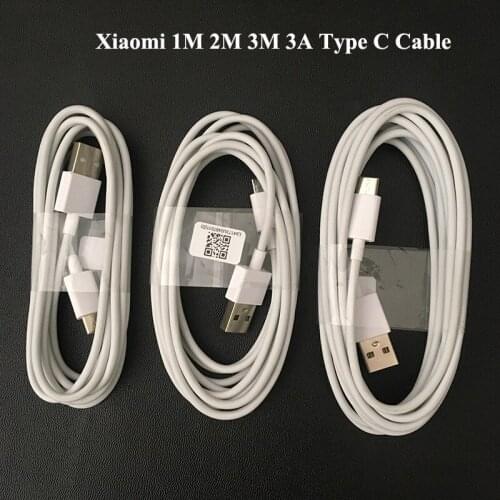 Original Xiaomi Type-C Cable USB C 3A Fast Charging Data Wire 100/200/300cm For Mi 10 9 9se 6 8 Redmi Note 7 8 Pro Pocophone F1