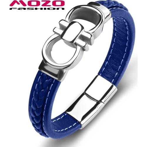 Classic Male Bracelet Leather Bangle Stainless Steel Charm Fashion Woman Hot Sale Knot Punk Jewelry SY119