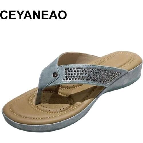 CEYANEAOSummer Womens Sandals Flat Womens Flip Flop Casual Beach Shoes Breathable Womens Slippers Sandalias De Las Mujeres