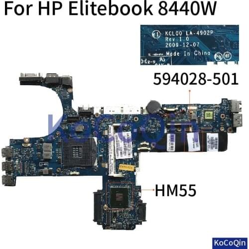 KoCoQin Laptop motherboard For HP Elitebook 8440W 8440P Mainboard 594028-501 594028-601 KCL00 LA-4901P QM57
