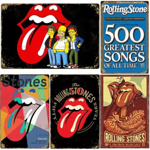 Retro Metal Plaque Rolling Stone Story Metal Tin Sign Vintage Iron Painting Rock Band Wall Sticker Home Decoration Bar Pub Club