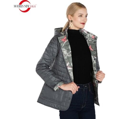 MODERN NEW SAGA 2021 Autumn Women Jacket Reversible Jacket Cotton Padded Jacket Hooded Women Coat Warm Jacket Woman Russian Size
