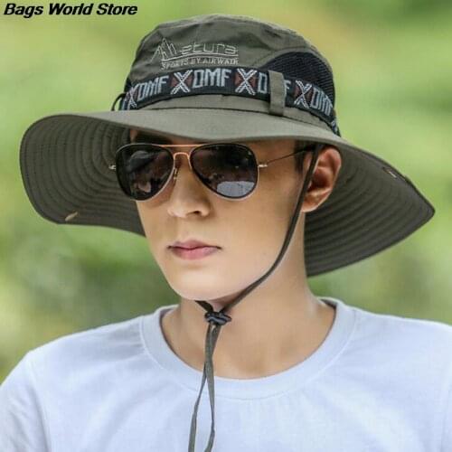 Fashion Summer Fishing Hat Man Women Wide Breathable Mesh Fishing Cap Beach Sun Hats Mens Outdoors UV Protection Shade Hat