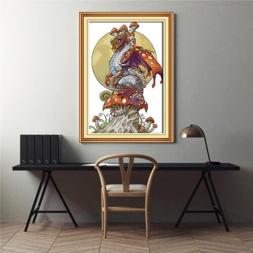 Needlework,DIY Handmade Cross stitch,Sets For Embroidery kits,Dinosaur Patterns Kits Include Canvas DMC Thread Needle Drawing