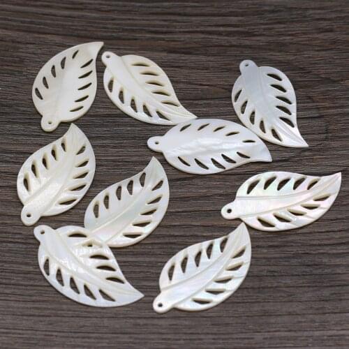 5pcs Handmade Natural Mother of Pearl Shell Charms Exquisite Hollow Leaf Beads Pendants for DIY Earrings Necklace Making Jewelry