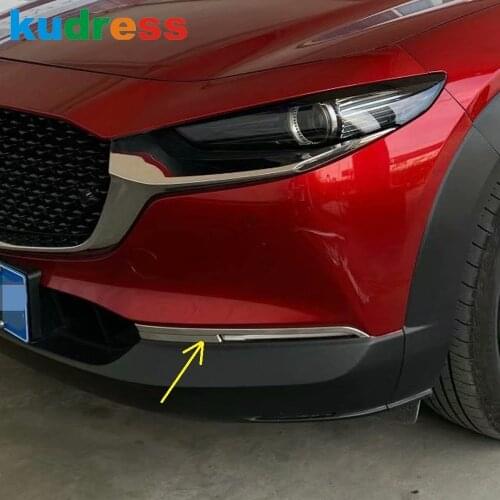 For Mazda CX30 CX-30 2020 2021 2022 Carbon Fiber Front Foglight Strip Cover Trim Fog Light Foglamp Strips Car Styling 2pcs