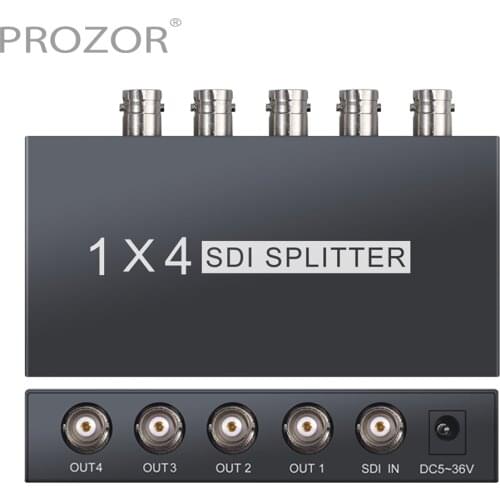 PROZOR 1 In 4 Out SDI Splitter Support SD-SDI HD-SDI 3G-SDI Signal BNC to BNC 75 Ohm Coaxial 73 Ohm Coax Cable Repeater Extender