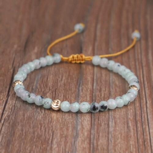 Handmade 4mm Natural Stone Beaded Thin Simple Bracelet With Lucky Wheel Bohemia Style Yoga Meditation Healing Energy Jewelry