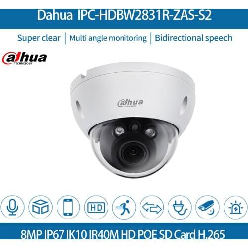 Dahua IPC-HDBW2831R-ZAS-S2 Original Network Camera IP Camera 8MP 4K IR40m H.265 IP67 IK10 Vandal-proof Camara Alarm SD Card Out