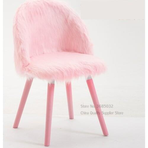 Nordic Pink Makeup Chair Girl Long hair Desk stool Bedroom Princess Pink Cute Stool Beauty Toilet fabric leisure chair