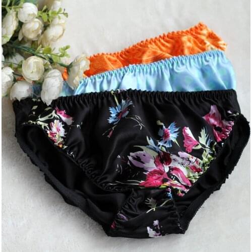 10 pcs ladies panties silk briefs Printed womens Underwear M L XL