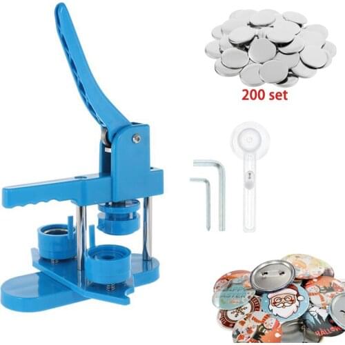 Badge Button Pin Maker Machine Badge Punch Press Maker Machine With Making Mould Adjustable Circle Cutter Tools DIY With Parts