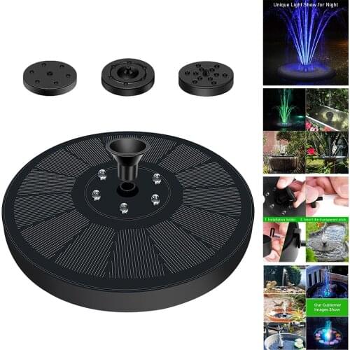 3W Solar Power Fountain Water Pump LED Lights Outdoor Bird Bath With 3 Nozzle Landscape Garden Pool Fish Tank Spray Pumps