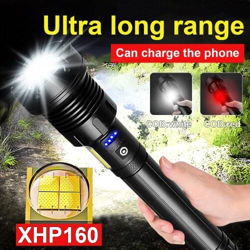 XHP160 COB Most Powerful Led Flashlight Torch Light High Power XHP90 Zoom Tactical Flashlight 18650 Usb Rechargeable Led Lantern
