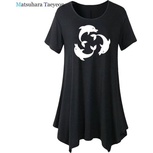 Women T Shirt Love Dolphin Print Tshirt Women Short Sleeve O Neck Loose T-shirt Ladies Causal Tee Shirt Clothes Top Animal Print