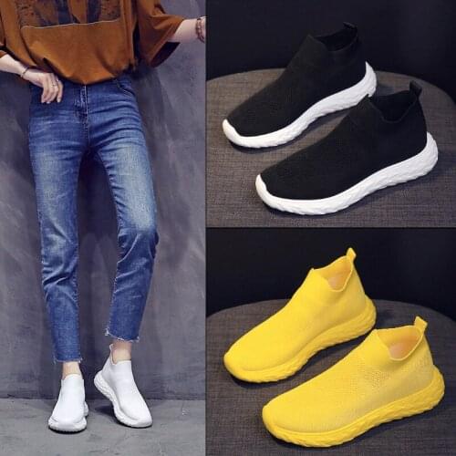 Stretch socks shoes women 2020 net red ins super fire breathable knitted dad shoes yellow white platform sneakers summer