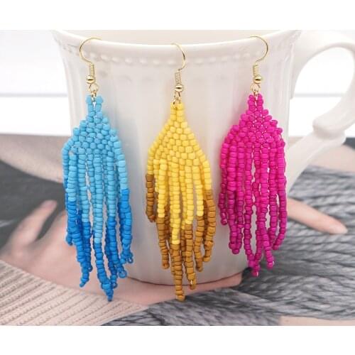 Go2Boho Statement Earring Drop Dangle Feather Earrings Miyuki Beaded Earings For Women Boho Jewelry 2021 Hook Pendientes