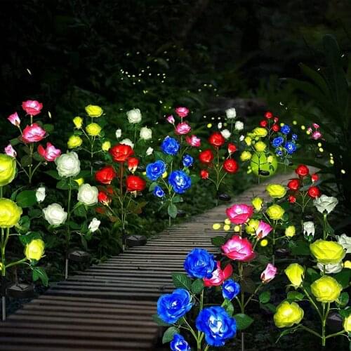 1PCS Solar Rose Flower Lights Led Light For Outdoor Pathway Garden Patio Yard Walkway Decorative Landscape Lighting