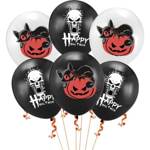 10PCS12 Inch Skull Pumpkin Lantern Cat Balloon Halloween Decoration Boy Or Girl Party