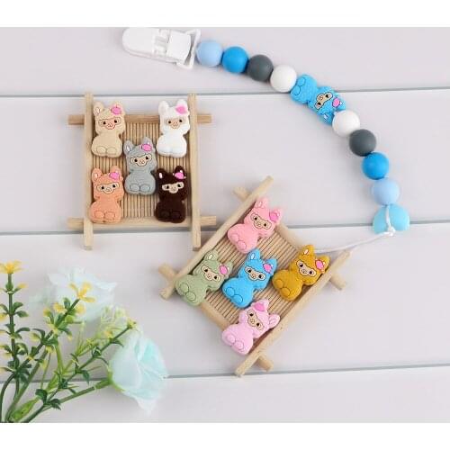 Kovict 10pcs New Cartoon Mini Sheep Food Grade Silicone Bead Rodent Teething Toy For Teeth Tiny Rod Baby Teether Gift