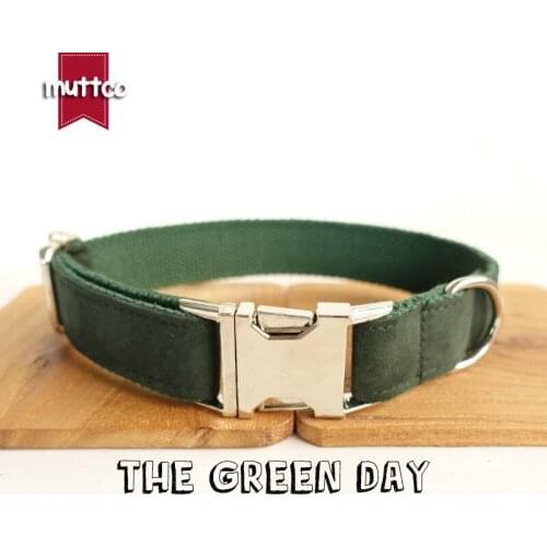 10pcs/lot MUTTCO wholesale handmade high quality soft collar THE GREEN DAY self-design dog collars and leashes 5 sizes UDC019