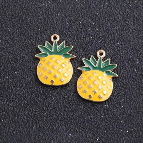 2pcs 19*24/12*24mm Alloy Metal Drop Oil Fruit Pineapple Charms Pendant For DIY Bracelet Necklace Jewelry Making