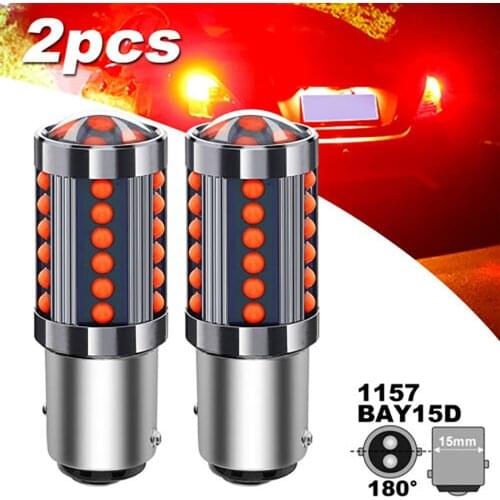 2pcs Red 1157 BAY15D COB LED Bulbs Super Bright Car Stop Brake Light Tail Lamp 1157 LED Light Bulb
