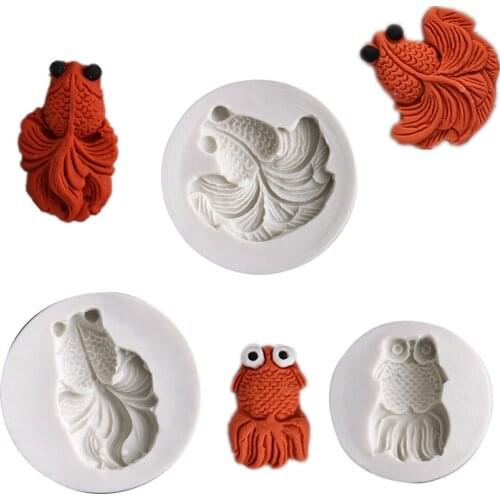 2018 New Koi/Goldfish Fondant Silicone Mold Cookie Biscuits Cake Molds Candy Chocolate Pudding Mould DIY Kitchen Baking Tools