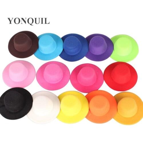 24PCS/Lot 10CM Solid Color Hen Party Felt Mini Top Hat Hair Fascinator Base DIY Mini Hat Doll Hat DIY Accessories 14Colors SYB20