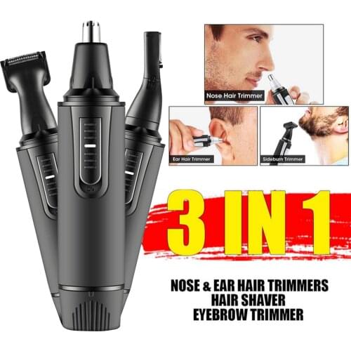 3 in 1 Waterproof Eyebrow Shaving Nose Hair Trimmer Battery Powered with LED Light Kids Lock for Men Women Safety Razor