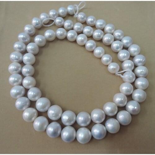 40 cm 100% freshwater pearl material with round shape -nature white color-12-15 mm perfect round pearl