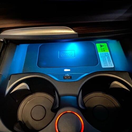 15W car QI wireless charging phone charger fast charging case charging holder for BMW 5 6 Series G30 G38 G32 2017 2018 2019