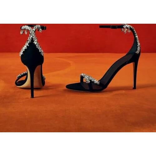 2021 Summer Buckle Strap Sandals Women Rhinestone High Heels Shoes Women Fashion Stiletto Ladies Shoes sandalias de las mujeres