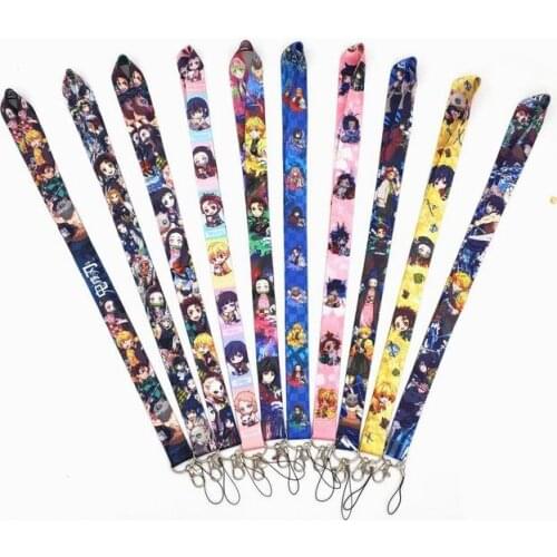 500 PCS Demon Slayer Kimetsu no Yaiba key lanyards id badge holder keychain straps for mobile phone Free Shipping