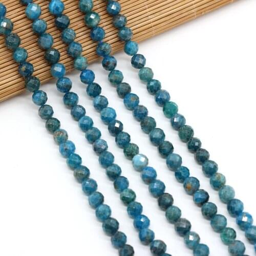 Natural Stone Beads Round Shape Faceted Loose Apatite Exquisite Beaded For Jewelry Making DIY Bracelet Necklace Accessories
