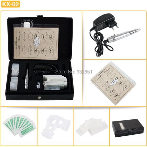 Chuse Complete Permanent Makeup Tattoo Kit KX-02 Rotary Tattoo Machine Kits with 50 Needles and Tips for Free Tattoo Kits Kits