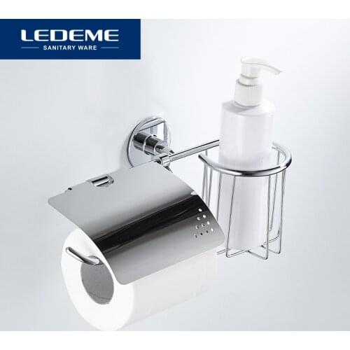 LEDEME Paper Holder Bathroom Diversified Paper Towel Holder Wall Mount Paper Holder Storage Rack 2-in-1 Function L5703-1