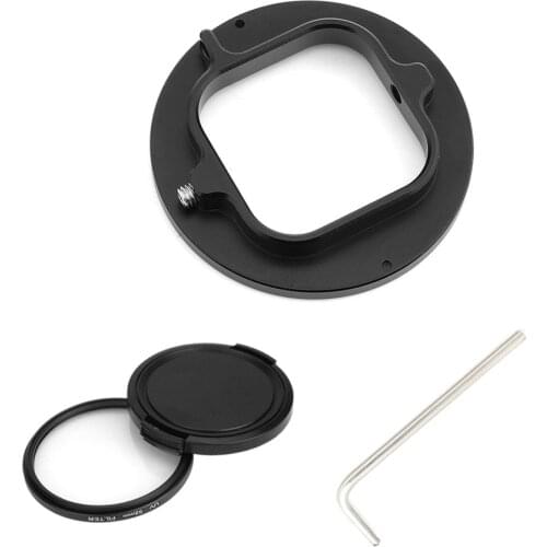 For GoPro HERO9 52mm UV Lens Filter Adapter Ring Lens Protective Cap Cover Black
