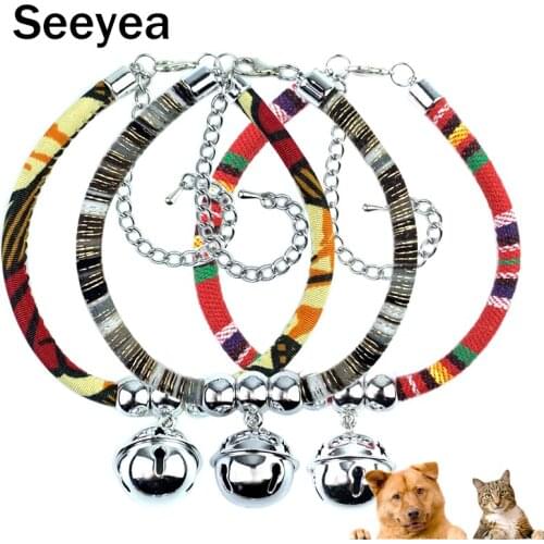 Cats Bell Collar Necklace Color Pet Cat Collar Adjustable Collar Pet Cat Small And Medium Dog Calico Necklace With Bell Products
