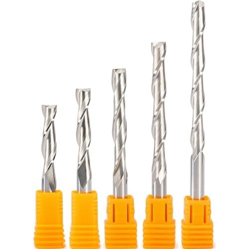 5pcs 8mm Shank 2 Flutes Carbide Milling Cutters CNC Router Bit Wood Acrylic Cutting Two Flutes MDF End Mills CEL 32mm 42mm 52mm