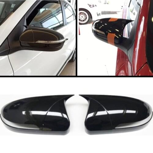 2 Pieces High Quality ABS Plastic Bat Style Mirror Covers Caps RearView Mirror Case Cover Piano Black For Hyundai i20 2014-2018