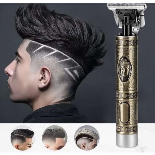 Kemei USB Charging Hollow Electric Hair Clipper Wireless Fast Haircut Buddha Head Carving Hair Clipper Trimmer For Men 38D