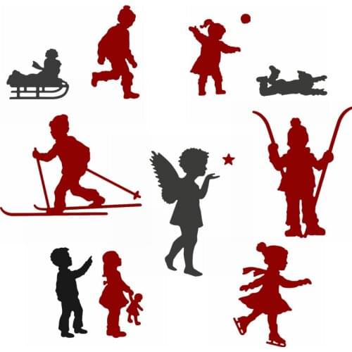 Joyful Kids In Winter Metal Cutting Dies Stencils Adorable Kids Playing In Winter Die Cuts For DIY Card Making New 2020